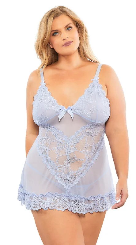 Plus Size Flirty Lace Babydoll Set