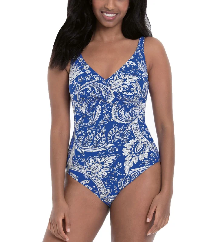 Anita Paisley Blossom Nelly Slimming Underwire One Piece Swimsuit (7244) - Gentian