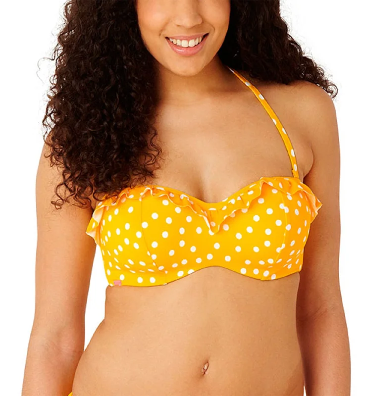 Cleo by Panache Betty Frilled Underwire Bandeau Bikini Top (CW0033) - Yellow Spot