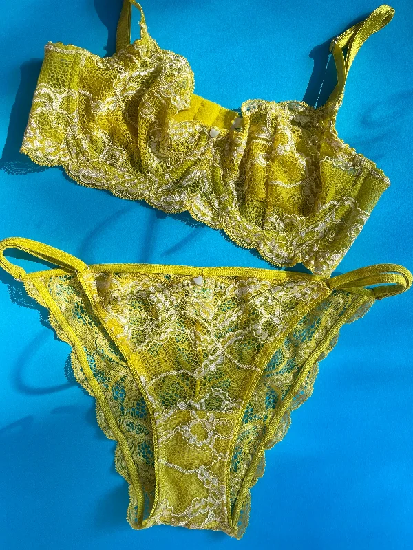 Clo: Fortuna Lace Demi Underwire Bra - Chartreuse