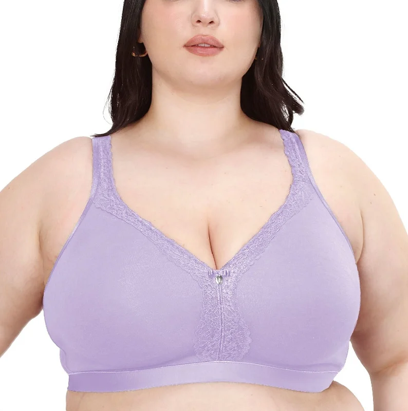 Curvy Couture Cotton Luxe Lavender Wireless Bra 1010