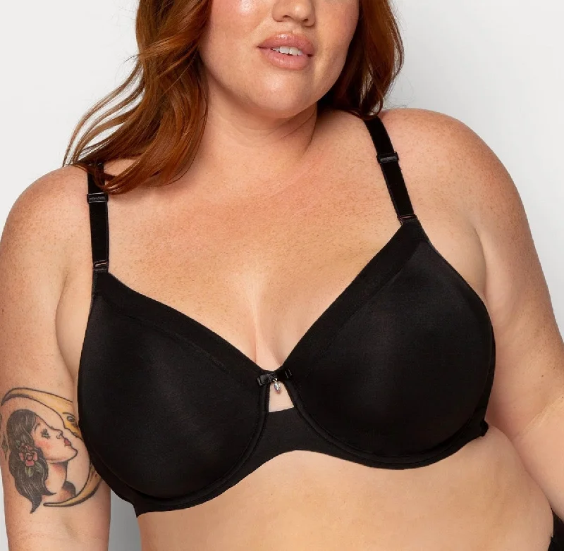 Curvy Couture Silky Smooth Black Unlined Bra 1361