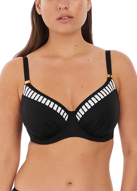 Fantasie San Remo Uw Gathered Full Cup Bikini Top, Black & White