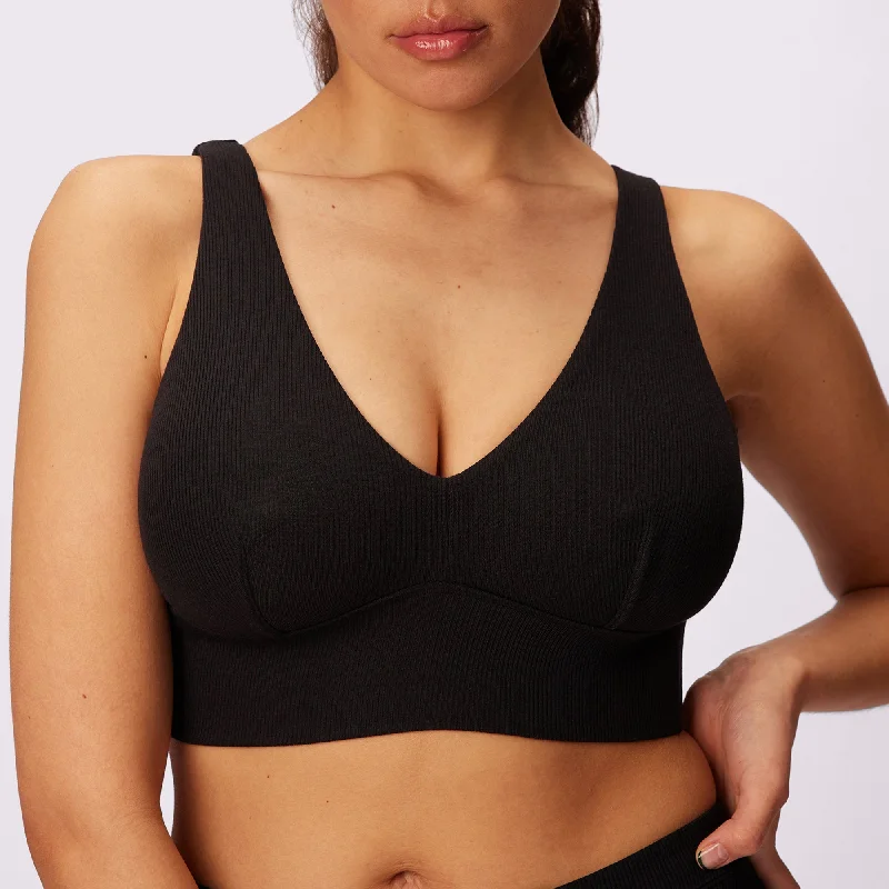 Lush Sculpt Plunge Longline Bralette | Lush Rib (Eightball)