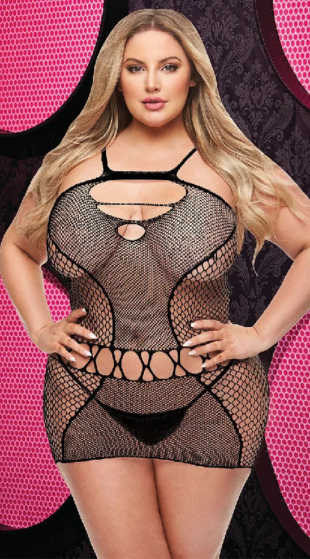 Plus Size Black Fishnet Dance Chemise