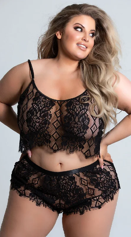 Plus Size Charlene Geometric Lace Lounge Set