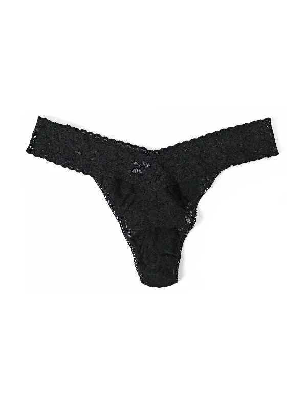 Plus Size Signature Lace Original Rise Thong Black