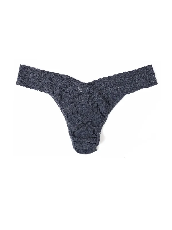 Plus Size Signature Lace Original Rise Thong Granite Grey