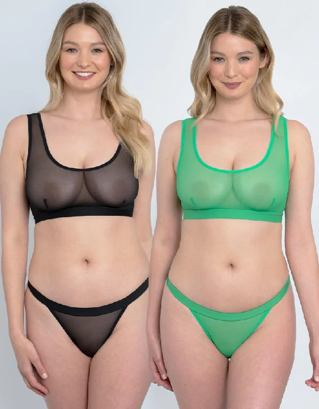 Rougette By Tutti Rouge Recycled Mesh Bralette 2 Pack Green/Black