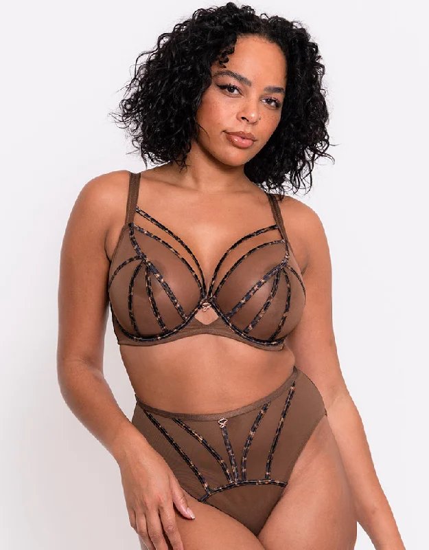 Scantilly Senses Plunge Bra Leopard Brown