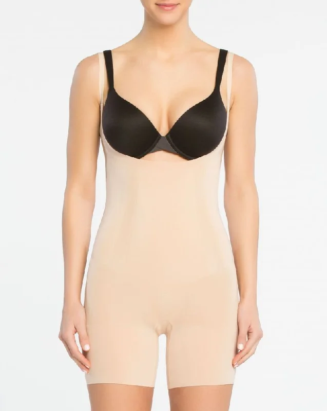 SPANX ONCORE OPEN-BUST MID-THIGH BODYSUIT 10130R