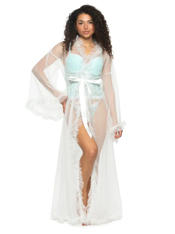 Veil Tulle Ruffle Peignoir Robe