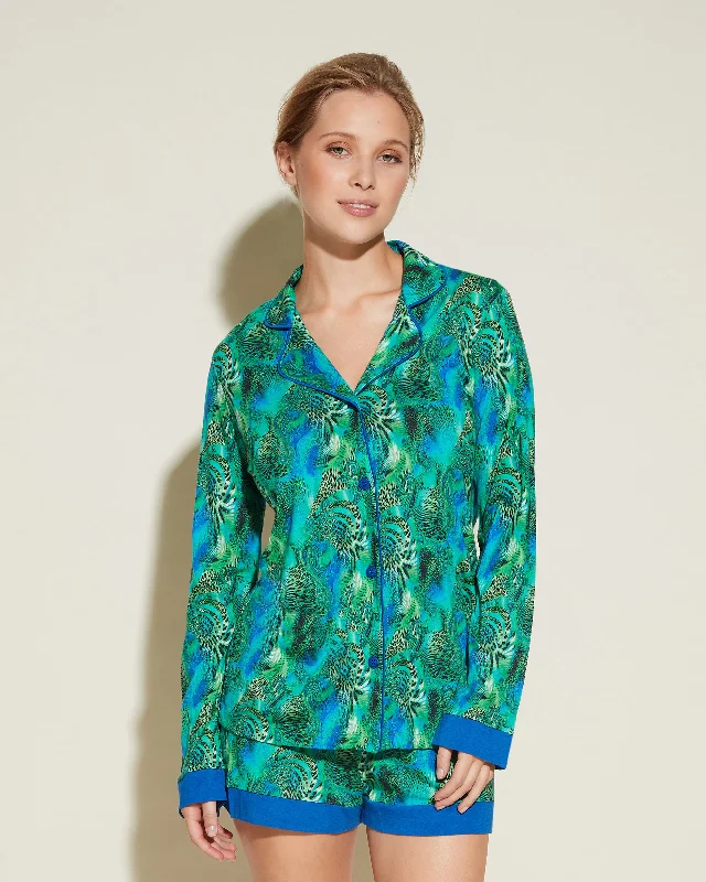 Printed Long Sleeve Top & Boxer Pajama Set