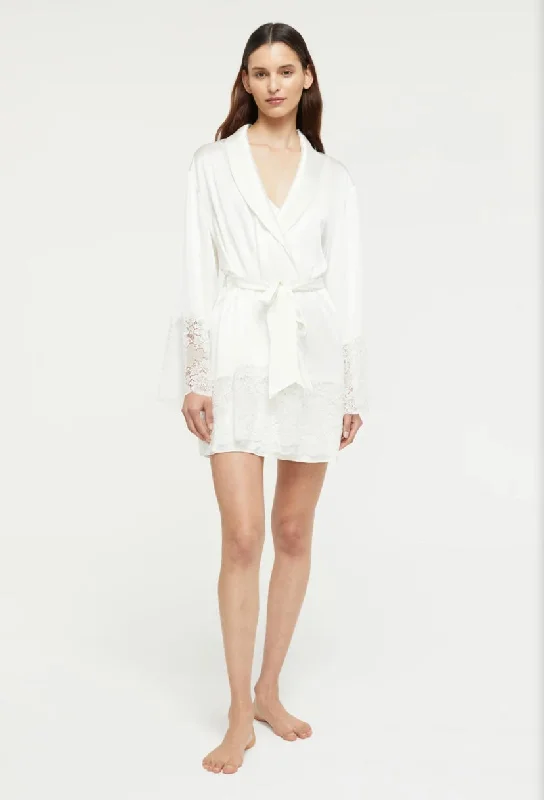 GINIA~ Silk lace trim robe