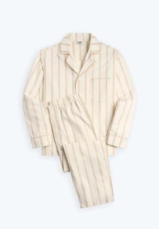 Lowell Pajama Set in Sand & Cream Stripe