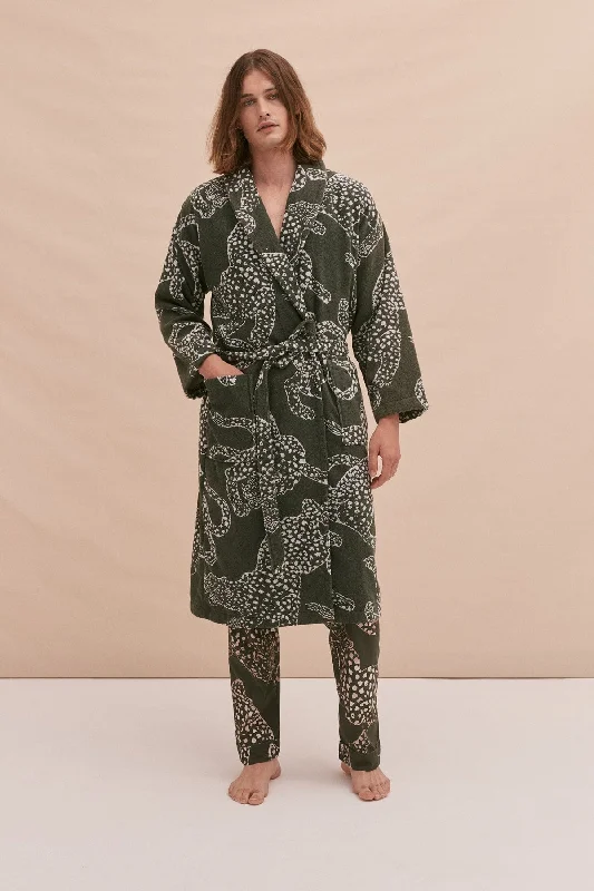 Unisex Towel Robe Jag Print Green